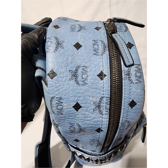 Authentic MCM Visetos Small Side Stud Stark Backpack Munich Blue - Picture 15 of 16